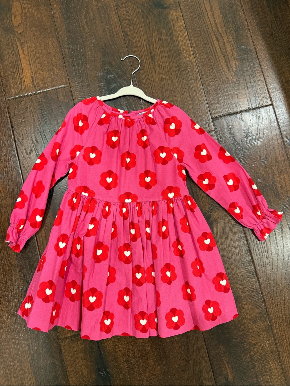 Jacadi Pink Dress with Red Floral Hearts